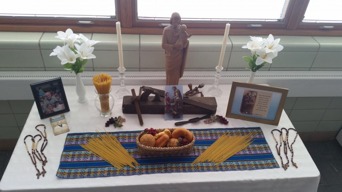 Pacelli Catholic High School in Steven's Point set up their Altar in the school cafeteria to educate students about Padre Jose during the month of March. 